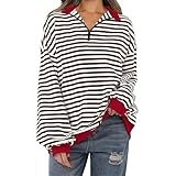 YCBMINGCAN Damen Langarmshirts mit Viertelreißverschluss, Pullover mit überschnittenen Schultern, Sweatshirts, Trendige Outfits, Vintage-Print, Kleidung Thermounterwäsche Herren Set (C, L)