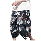 Minying Boheme-Hose, Herren, Haremshose, lockere Hose, Leinen, Casual, Baggy, Afrikanische Hose, Streetwear, Hose, Strumpfhalter, elastisch, leicht, Herren, 20-marine, XL