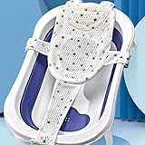 HORREX Babybadewanne Verstellbare Größe Blau Weiß Babybadewanne Einteilig Baby Badewanne Badewannensitz Baby