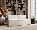 Kaiser Möbel, Klappsofa mit Schlaffunktion, Sofa Duo, Schlafsofa Couch, Loungesofa, Bettsofa, Wohnzimmer, Schlafzimmer, ​POSO Stoff- Cord 90 x 200 x 92 cm Beige