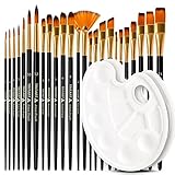 Tritart Pinselset 25 Stück - Pinsel Set aus Synthetik - Pinsel Acrylfarbe Aquarell - Pinselset Acrylfarben - Acryl Brush Set Ölmalerei
