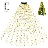 litogo Lichterkette Weihnachtsbaum, 2M 400LED 16 Stränge Christbaumbeleuchtung mit Fernbedienung, 8 Modi Timer Weihnachtsbaumbeleuchtung mit Ring Innen Außen für 1.5-2.7M Weihnachten Tannenbaum
