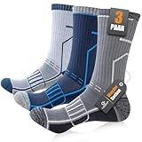 Circorld Wandersocken Herren & Damen, Atmungsaktiv Outdoor Socken Baumwolle Sportsocken, Anti Blasen & Geposltert Trekkingsocken Laufsocken Tennissocken Arbeitssocken, 3 Paar 43-46