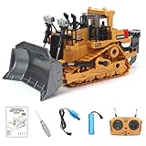 Ezweiji RC Bulldozer, 9 Kanal Ferngesteuertes Bulldozer Baufahrzeug Spielzeug 1:20 Voll funktionsfähiger RC Raupenfahrzeug mit Licht und Soundeffekten (Ferngesteuerter Bulldozer)