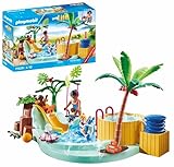 PLAYMOBIL MyLife 71529 Promo Pack Kinderbecken mit Whirlpool, Wasserspaß im Planschbecken, inklusive Wellenrutsche, Federwippe und Babyschaukel, detailreiches Spielzeug für Kinder ab 4 Jahren