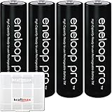 4er Pack Eneloop XX Pro Mignon AA Akkus 2550 mAh (min. 2450 mAh) - HR-3UWXB inkl. hochwertiger Kraftmax Akkubox