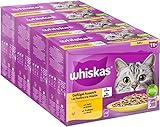 Whiskas Senior 11+ Katzennassfutter Geflügel Auswahl in Gelee, 48 Portionsbeutel, 12x85g (4er Pack) – Hochwertiges Katzenfutter nass, für Katzen ab dem 11. Lebensjahr