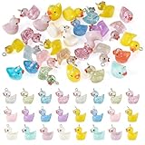 Magibeads 30 Stück Enten-Anhänger aus Kunstharz zur Schmuckherstellung, Mini-Enten-Charms, bunte Tierente, baumelnde Anhänger für DIY-Ohrringe, Halsketten, Schlüsselanhänger, Dekoration, 30 Stück,