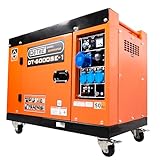 DeTec. Diesel Generator 5500 Watt I 1-Zylinder 4-Takt Motor Stromgenerator Diesel leise 72 dB(A) I 1 Phasen Diesel Aggregat Stromerzeuger 230V I Diesel Stromaggregat mit E-Start Schallgedämmt