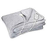 Navaris XXL Heizdecke Wärmedecke - Heizdecke mit Abschaltautomatik - Electric Blanket - Beheizbare Decke - Heated Blanket - 180x130 cm - Waschbar - Wärmedecke elektrisch - Blau