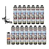 Isolbau - Brunnenschaum 1K Bauschaum Wasserdicht Aussen und Innen - 15 x Montageschaum 750 ml, 1 x PU-Schaum-Reiniger & 1 x Schaumpistole - PU-Schaum - Pistolenschaum Dämmschaum Isolierschaum