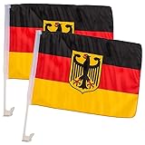 Murago - 2er Set Autofahne Deutschland mit Adler ca.45x30cm - Flagge Fanartikel Auto Fahne für Autofenster