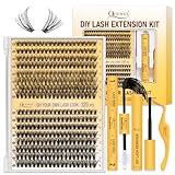 QUEWEL 320STK 30D+40D DIY Wimpern Extensions gemischte 9-16mm mit Wimpernkleber dauerhaft, Wimpern Pinzette und Wimpern Remover, Lash Extension Set für natürlichen Look DIY zu Hause (30D+40D-kit)