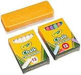 CRAYOLA – 24 Weiße und Farbige Kreide-Set für Tafel mit Schwamm, für Schule und Zuhause, 98268