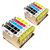 10x Kompatible für Epson Stylus SX218 Druckerpatronen - Cyan/Magenta/Gelb/Schwarz - PATRONEN MIT NEUESTEN CHIP
