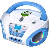 Tinygeeks Tunes Kids CD Player für Kinder - NEU 2024 - UKW-Radio - Inklusive Batterien - Blau - Boombox CD Player tragbar - CD Player Kinder mit Lautsprechern Kinder und Kleinkinder - Blau