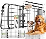 LOVPET® Hundegitter Auto, Autoschutzgitter Trenngitter Universal, verstellbare Breite, Kopfstütze Kofferraum Autogitter Maße 30 x 91-153 cm Kofferraumgitter,+ 2X Sicherheitsgurt für Hunde, Schwarz