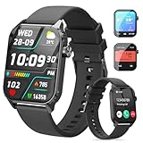 TRAUSI Smart Watches für Damen Herren, 1,8 Zoll HD Smartwatch mit 120 Sportmodi, Herzfrequenz/Schlafmonitor, IP67 Wasserdicht, Bluetooth Anruf & Musiksteuerung für iPhone/Android (Schwarz)