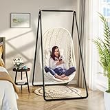 Hängemattengestell Für Verandas Schlafzimmer A-Form Metall Gestell Hängesessel Outdoor Lässig Entspannt Schaukelgestell Platzsparend Haushalt Federwiege Gestell (Schwarz)