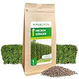 Purgrün® Heckendünger 1 kg – Organisch-mineralische Rezeptur – Feinkörniges Krümelgranulat – NPK 5+4+6 – Extra Magnesium für leuchtend grüne Blätter – Verbessert die Bodenqualität