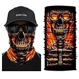 ShopINess Multifunktionstuch / Bandana / Halstuch, Totenkopf, Unisex, für Erwachsene, für Motorrad, Sport, Partys, Halloween und Karneval, Totenkopf (Flammen), Fledermaus, 48x25 cm