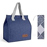 Vicloon Lunch Bag,Klein Lunchtasche, Faltbare Isoliertasche, Thermotasche mit Folienfutter, Mittagessen Tasche für Unterwegs,Arbeit,Schule,Ausflug Lebensmitteltransport-Blau