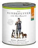 defu Hundefutter | 6 x 820 g | Bio Huhn Sensitiv | Premium Bio Nassfutter Menü | Alleinfuttermittel für Hunde