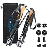 TREDO Faltbare Premium-Trekkingstöcke – ultraleichtes Aluminium und Kohlefaser – verstellbare, faltbare Wanderstöcke – leicht für Damen und Herren – bequeme Kork-/EVA-Griffe – 2-teiliges Set