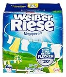 Weißer Riese Universal Megaperls Vollwaschmittel (19 Waschladungen), Waschmittel für weiße Wäsche, wirkt extra stark gegen Flecken bei 20–95 °C, 100 % recycelbares Plastik