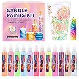 Bavokon Wachsmaler | 12 Leuchtende Farben Wachsmalstifte Set - Schreiben und Gestalten für Anfänger auf Glas Basteln Kinder Baumwolltaschen Geschenke