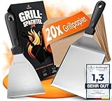 flammtal Grillspachtel Set aus Edelstahl - Hochwertiger Plancha Spachtel inkl. 20x Burgerpapier für Smash Burger - Spülmaschinengeeignete Grill Spachtel für Plancha & Teppanyaki -Ideales Grill Zubehör