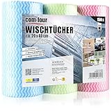 com-four® 150x Putztücher auf Rolle - Reinigungstücher für Küche, Bad und Haushalt - Mehrzweck-Lappen in DREI Farben - Putzlappen (0150 Blatt - 20x40cm - 3 Farben)