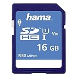 Hama Speicherkarte SDHC 16GB (SD-3.01-Standard, 80 MB/s, Class 10, Datensicherheit dank mechanischem Schreibschutz, Beschriftungsfeld)