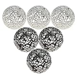 Kepfire 6 Stücke Mosaikkugeln Glas Solide 6cm Knistern Kugeln Spiegelglaskugel Satz Schalen Vasen Esstisch Zuhause Dekorieren