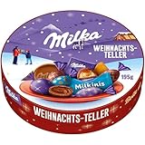 Milka Weihnachtsteller – bunte Mischung aus Pralinen, Bonbons und Choco Wafer in festlicher Einzelpackung – 195g
