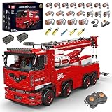 Mould King 19008 Technik Ferngesteuert Abschleppwagen, 10966 Teile 2.4Ghz RC Tow Truck mit 19 Motoren, Technik Groß Kran LKW Bausteine Modell, 8 Jahre und älter