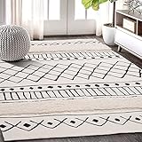 SHACOS Baumwollteppich Waschbar Boho Flachgewebe Teppich Wohnzimmer Beige Kurzflor Teppich Baumwolle Groß 120x180 cm Wohnzimmerteppich Modern Indoor Outdoor Teppich Bettvorleger Schlafzimmer