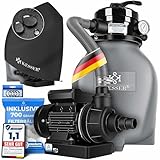 KESSER® Sandfilter Sandfilteranlage + 700g Filterbälle ersetzen 25kg Filtersand-Poolfilter 10 m³/h Filteranlage Filterkessel für Pool Schwimmbecken 4-Wege Ventil, einfache Steuerung, Inkl. Cover, Grau