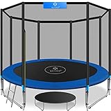 KESSER® - Trampolin Ø 244 cm | TÜV SÜD GS Zertifiziert | Komplettset mit Sicherheitsnetz, Leiter, Randabdeckung & Zubehör | Kindertrampolin Gartentrampolin Belastbarkeit 150 kg