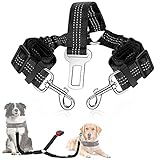 SlowTon Anschnallgurt Hund Auto, 2 in 1 verhedderungsfreier langlebiger elastischer Hundegurt fürs Auto, Verstellbarer reflektierender Sicherheitsgurt Hunde für Auto auf Reisen & Ausgehen