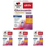 Doppelherz Glucosamin 1000 + Curcuma – Mit Vitamin C als Beitrag zur normalen Kollagenbildung für eine normale Knorpelfunktion – 40 Kapseln (Packung mit 4)