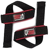 Gorilla Wear Padded Lifting Straps - schwarz - Bodybuilding und Fitness Accessoire, Schwarz/Rot/Weiß, Einheitsgröße