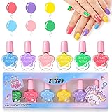 ETYJO Nagellack Kinder Mädchen Set, 6 Farben Peel Off Kindernagellack Ungiftig, Wasserbasiert Schnelltrocknend Nagellack Set Kinder Mädchen Geschenk Kit