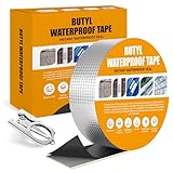 AFXXE Dichtband Selbstklebend Wasserdicht,5cm x 5m Bitumenband Butylband,AluFolie Wasserfestes Klebeband,Dach Dachrinnen Reparaturband,Dichtband Zur Verwendung an Löchern Rohren Dächern Wohnmobilen