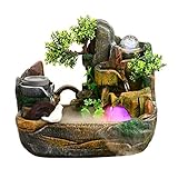 Wasserfallbrunnen Kunstharz, gefälschter Berg, fließendes Wasser, Zimmerbrunnen, Feng Shui-Rad, einladender Reichtum, drehende Kugel, Wasserspiele, Ornamente, Wohnzimmer, Büro, Dekoration(Klein)