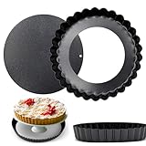 UEPOA Tarteform mit Hebeboden, 5 Zoll Tortenboden Backform Quicheform mit Antihaftbeschichtung Tarte Form Rund Obstkuchenform Quiche Backform für Schokoladentorten Quichesmuffins