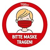 „Bitte Maske tragen“-Aufkleber-Set, Hinweisschild, Ø 30 cm | Wiemann Lehrmittel (Türaufkleber)