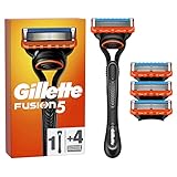 Gillette Fusion5 Rasierer für Männer, 1 Gillette Rasierer, 4 Ersatzklingen