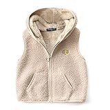 Happy Cherry Kinder Winter Fleece Jacke mit Kapuze Warme Baumwolljacke für Jungen und Mädchen, beige, 5-6 Jahre