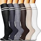 GEYIWSSXY 6 Paar Kompressionsstrümpfe für Herren Damen Bunte Stützstrümpfe für Sport Laufen Reisen Radsport